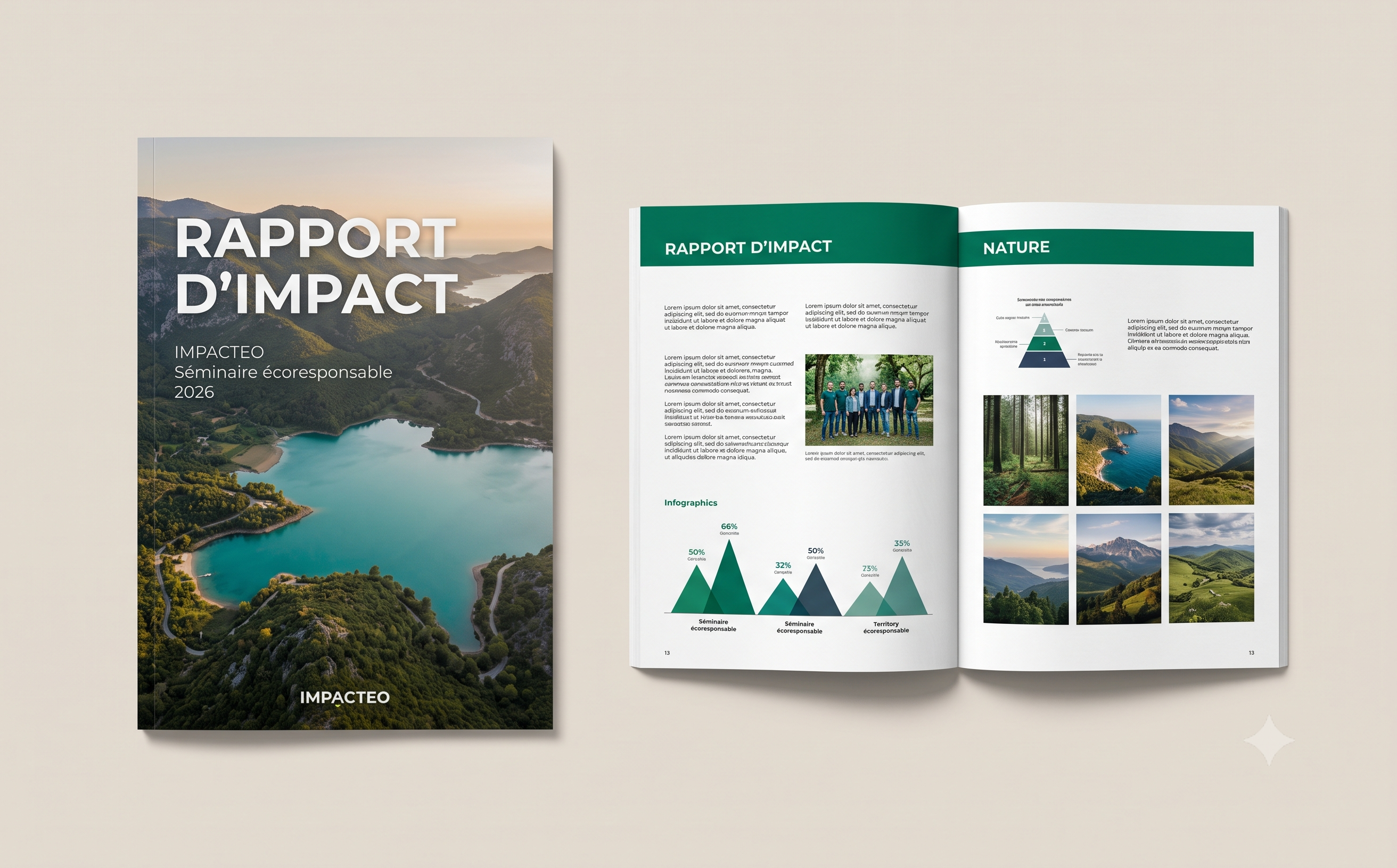 Aperçu du Rapport d'Impact IMPACTEO ouvert sur un bureau